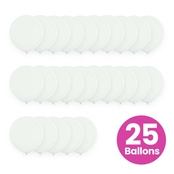 25er Set weiße Luftballons, 25cm