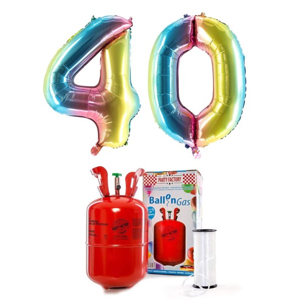 Helium-Set "Regenbogen 40" mit XXL Zahlenballons + 0,2m³ Ballongas