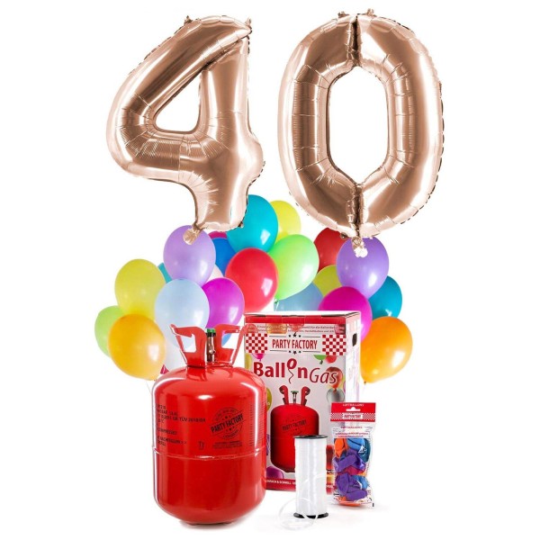 Helium Geburtstags-Komplettset "40 roségold"