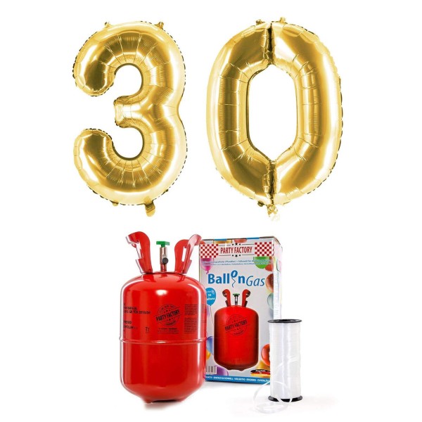 Helium-Set "Goldene 30" mit XXL Zahlenballons + 0,2m³ Ballongas