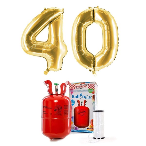 Helium-Set "Goldene 40" mit XXL Zahlenballons + 0,2m³ Ballongas