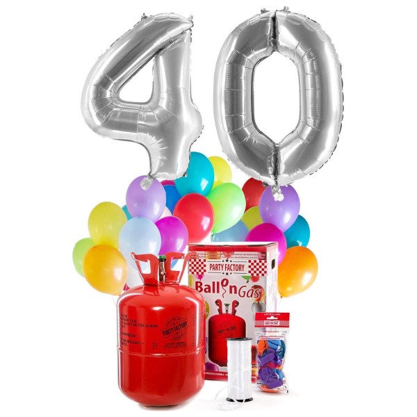 Helium Geburtstags-Komplettset "Silberne 40"