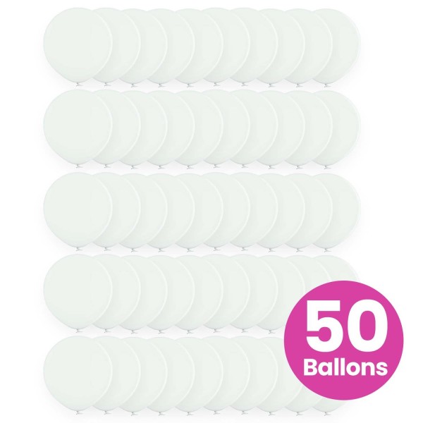 50er Set weiße Luftballons, ø25cm