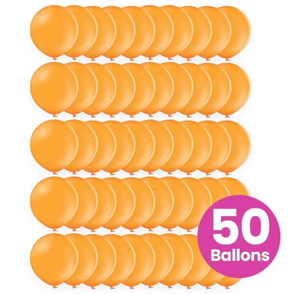 50er Set orangene Luftballons, ø25cm