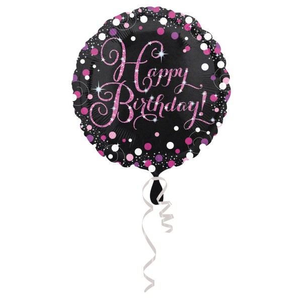 Happy Birthday pink sparkle Folienballon ø43cm