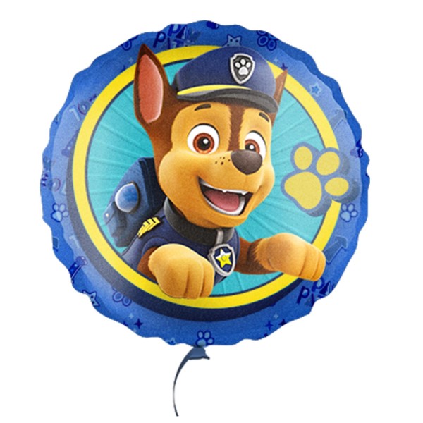 Party Factory `Paw Patrol´ Folienballon Chase, blau, Ø45cm, runder Heliumballon zum Kindergeburtstag