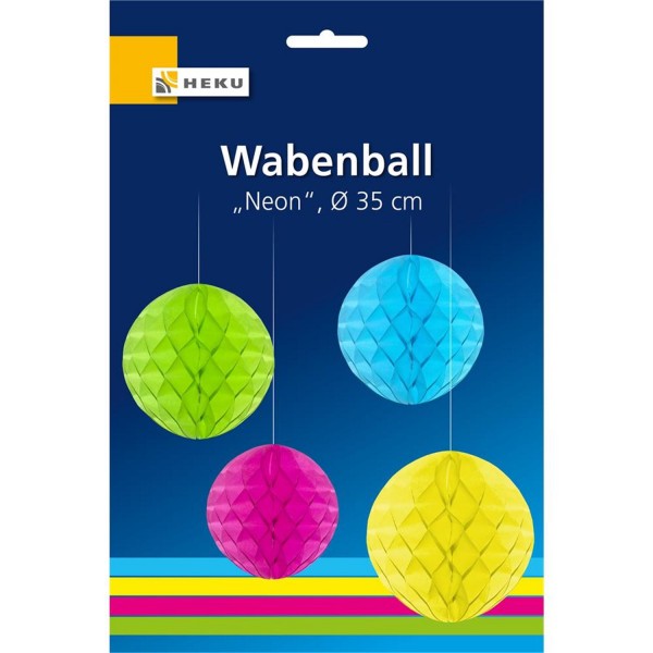 Wabenball "Neon", gemischt; Durchmesser 35 cm