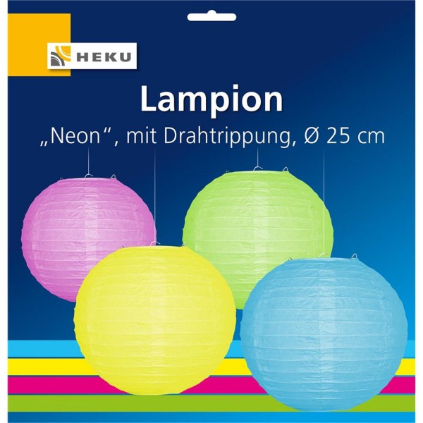 Lampion "Neon" mit Drahtrippung, gemischt