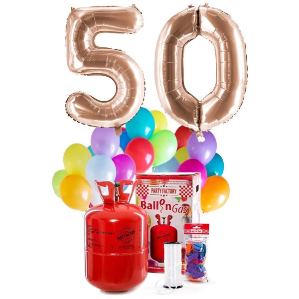 Helium Geburtstags-Komplettset "50 roségold"