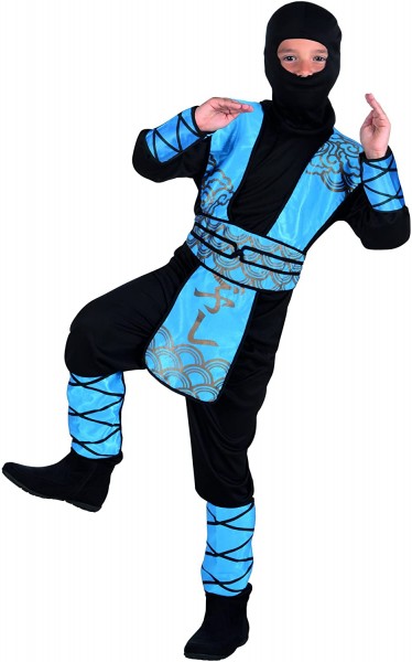 Blaues Ninja Kostüm für Kinder zwischen 4 - 6 Jahre