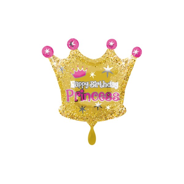 Folienballon Prinzessinnen Krone "happy birthday", ø50cm