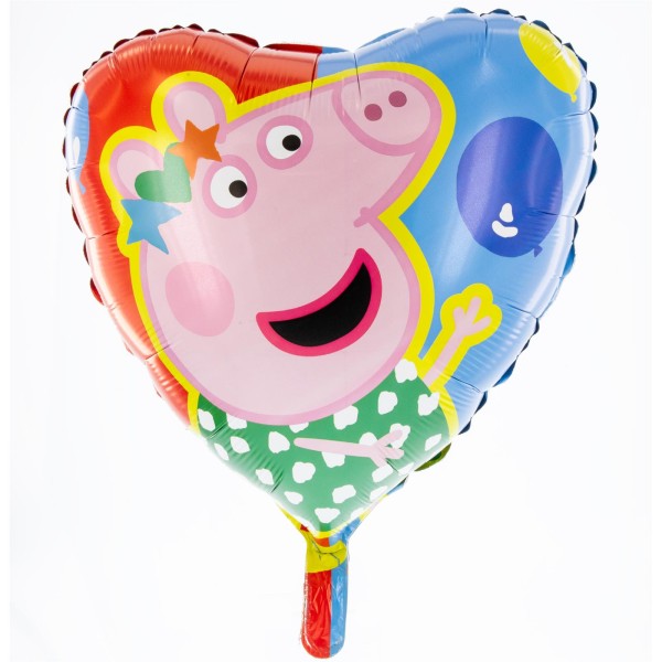 Party Factory `Peppa Wutz´ Folienballon Herz, Ø45cm, bunt, Peppa Pig, Schweinchen, Ferkel, Heliumbal