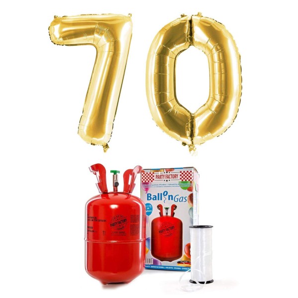 Helium-Set "Goldene 70" mit XXL Zahlenballons + 0,2m³ Ballongas