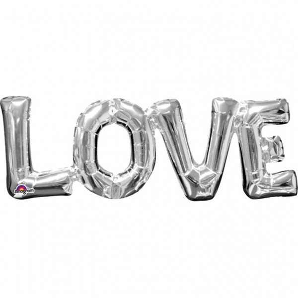 SuperShape Wort "Love" Folienballon silber