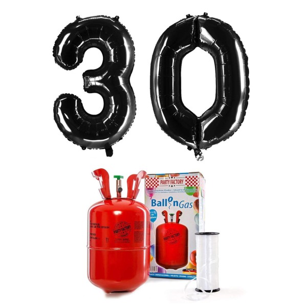 Helium-Set "Schwarze 30" mit XXL Zahlenballons + 0,2m³ Ballongas