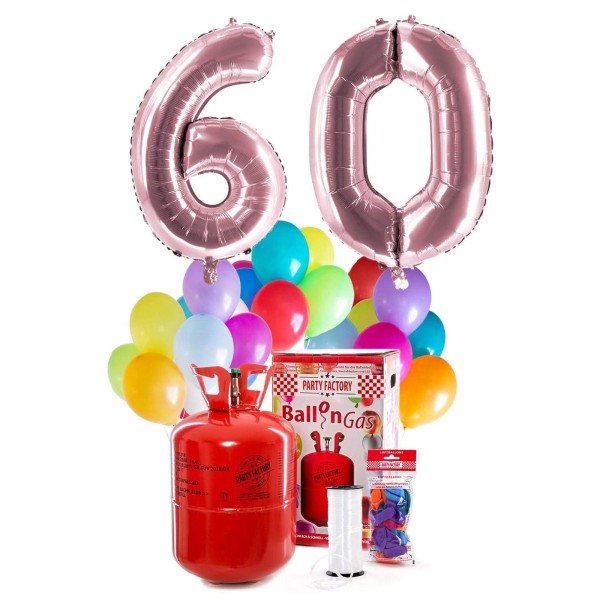 Helium Geburtstags-Komplettset "60 rosé"