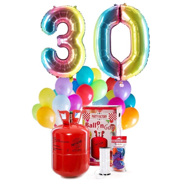Helium Geburtstags-Komplettset "Regenbogen 30"