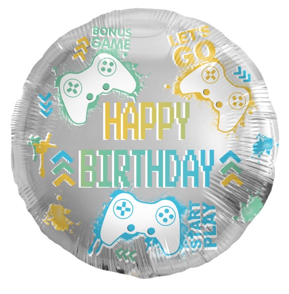 Folienballon Gaming "Happy Birthday", Ø 45cm