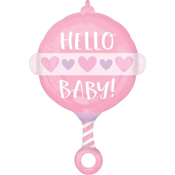 Rosa Babyrassel "Hello Baby" Folienballon