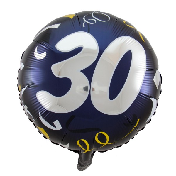 Ballon blauschwarz "30", 45cm