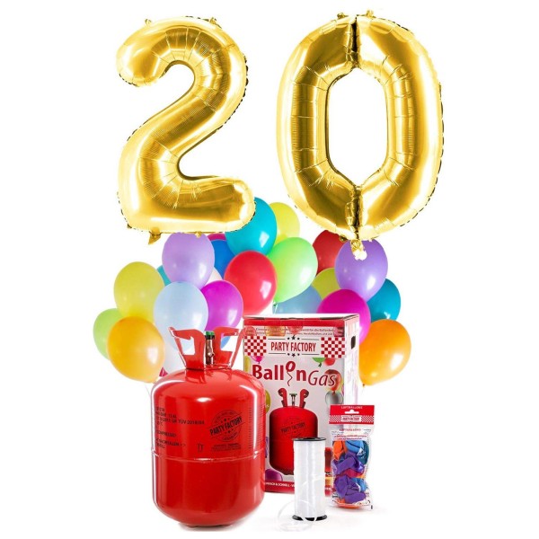 Helium Geburtstags-Komplettset "Goldene 20"