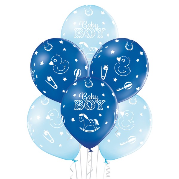 Blaue Latexballons "Baby Boy", 25 Stück