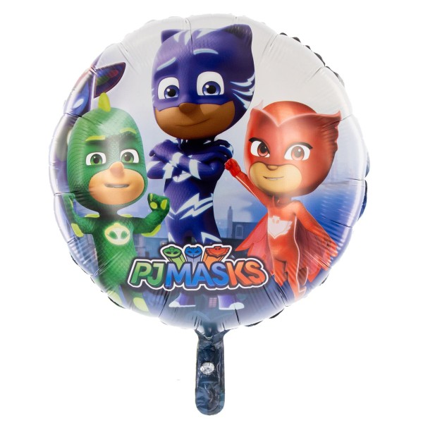 Party Factory `PJ Masks´ Folienballon, Ø45cm, bunt, Superhelden Trio Catboy, Owlette, Gekko, Heliumb