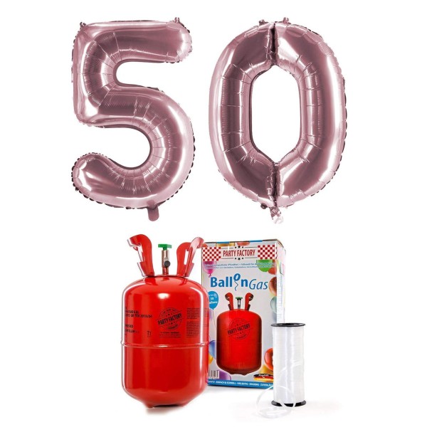 Helium-Set "50 rosé" mit XXL Zahlenballons + 0,2m³ Ballongas