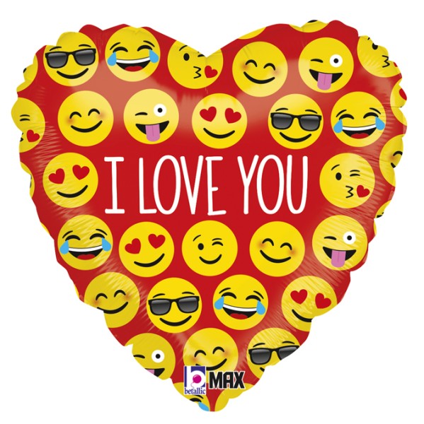 Folienballon Emoji Herz `I Love You´ Ø 45cm