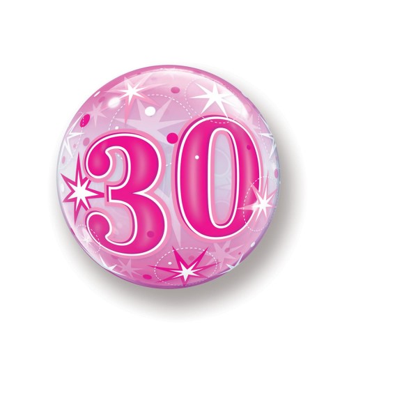 Bubble Ballon pink Zahl "30", 55cm