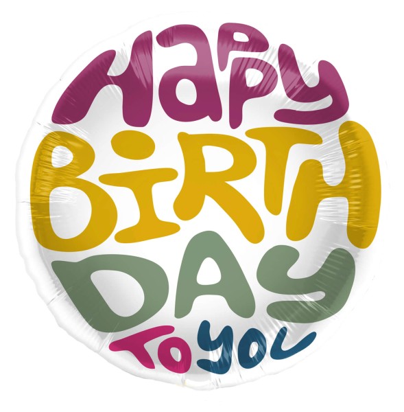 Folienballon "Happy Birthday to You", retro, Ø 45cm