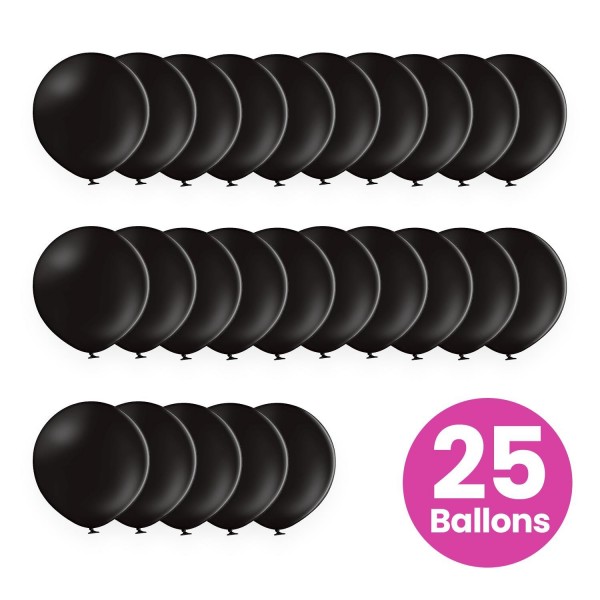 25er Set schwarze Luftballons, 25cm