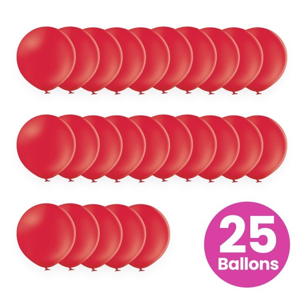 25er Set rote Luftballons, 25cm