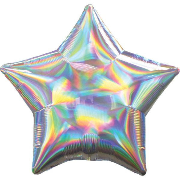Holografischer Stern Folienballon silber ø45cm
