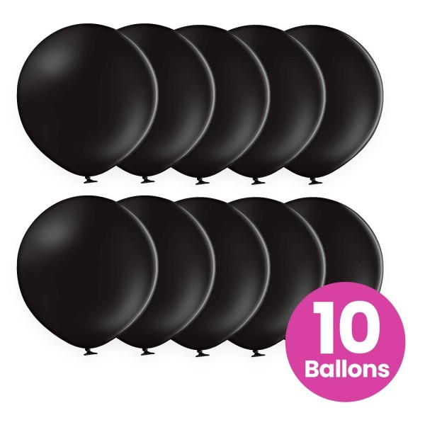 10er Set schwarze Luftballons, 25cm
