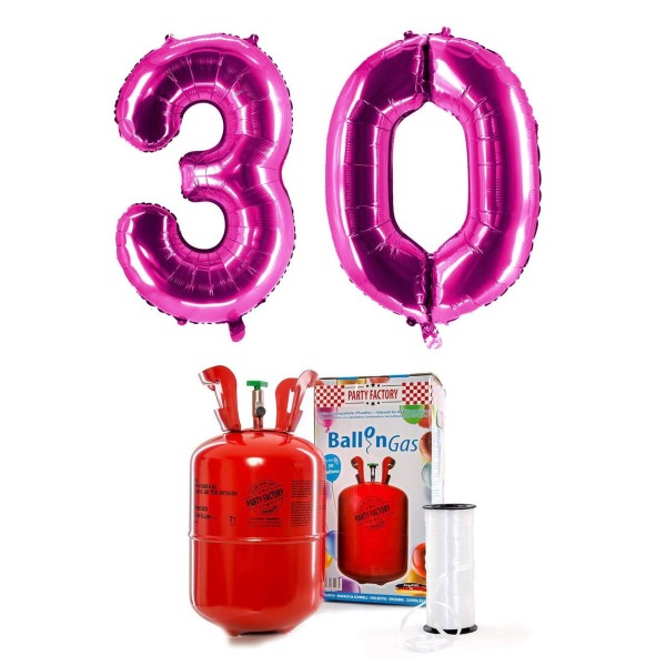 Helium-Set "Pinke 30" mit XXL Zahlenballons + 0,2m³ Ballongas