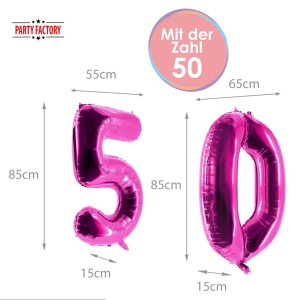 Helium-Set "Pinke 50" mit XXL Zahlenballons + 0,2m³ Ballongas