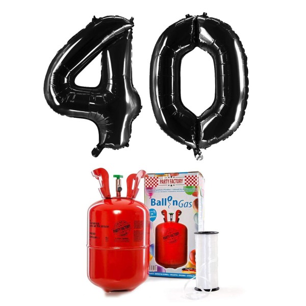 Helium-Set "Schwarze 40" mit XXL Zahlenballons + 0,2m³ Ballongas