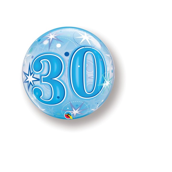 bubble ballon blau zahl 30, 55cm