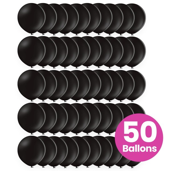 50er Set schwarze Luftballons, ø25cm