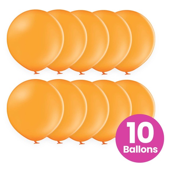 10er Set orangene Luftballons, 25cm