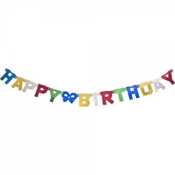 Partykette aus Folie "Happy Birthday", 1,5m